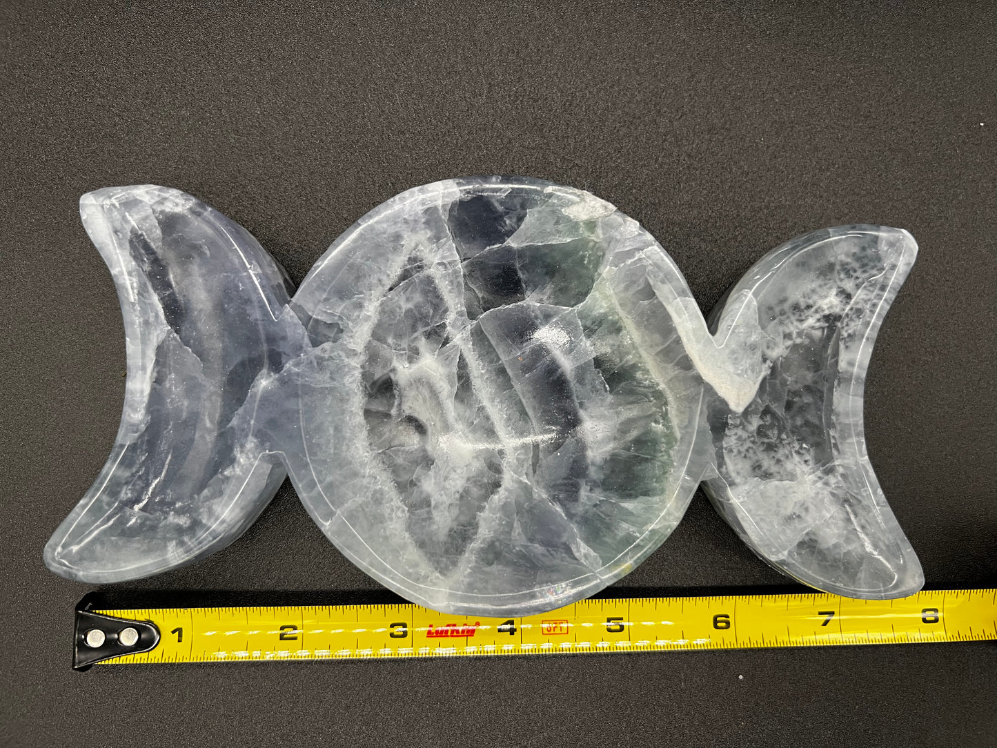 Fluorite carved triple moon