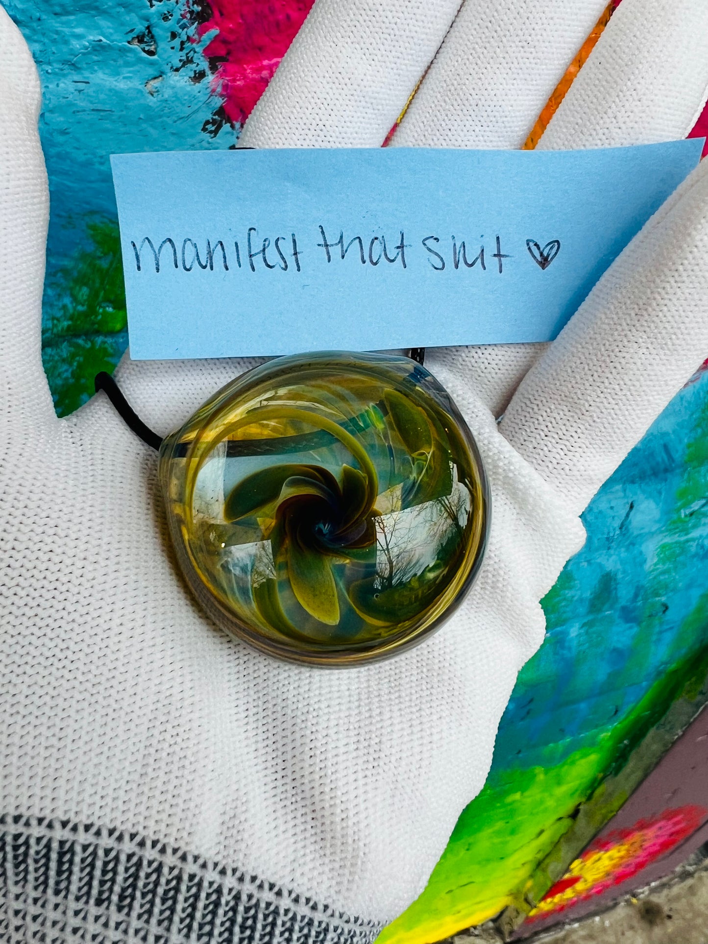 Manifestation glass pendant