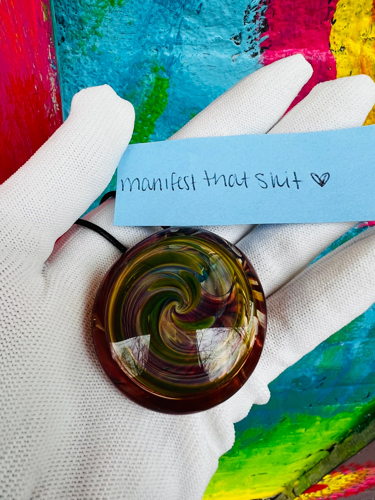 Manifestation glass pendant