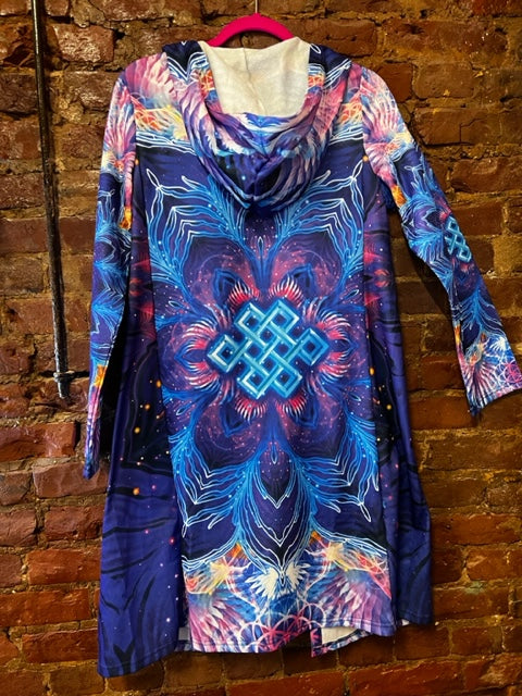 Geometric fashion print long sleeve sweater w/hood