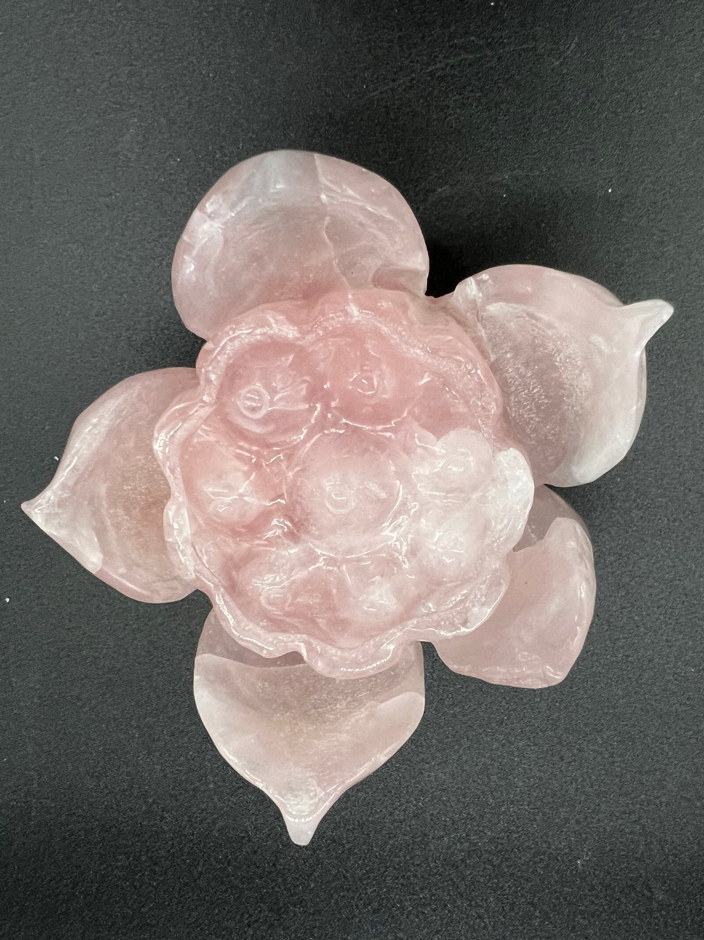 Rose quartz carved lotus