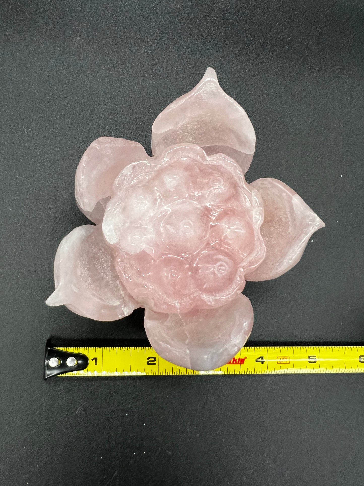 Rose quartz carved lotus